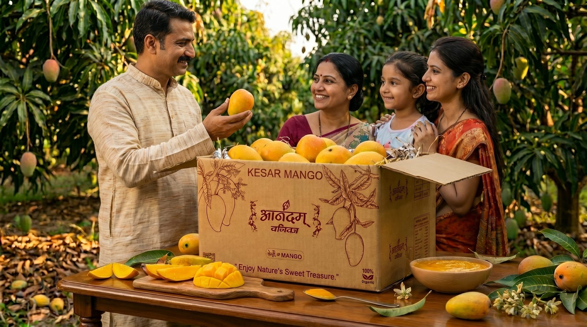 Anandam Kesar Mango harvest with family